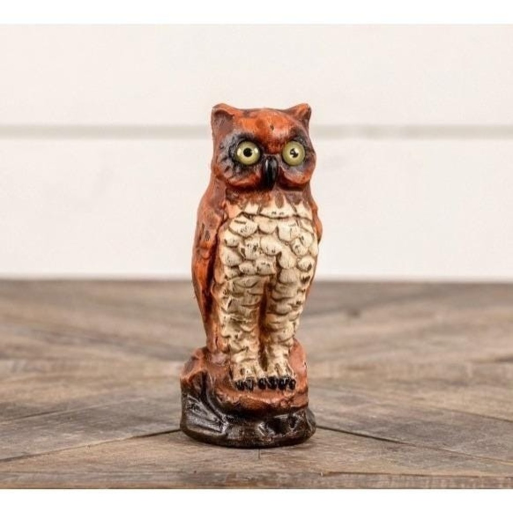 Ragon‎ House Halloween Harvest Vintage Style Orange OWL Figurine 6" NEW